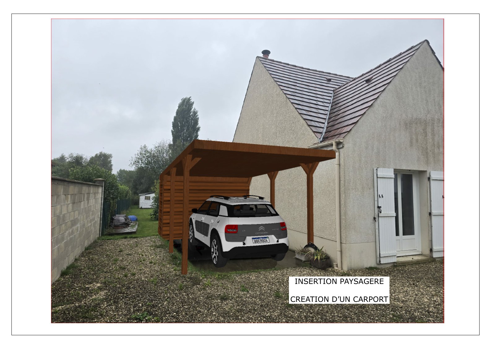 Avant et après : création d'un carport en bois contre une maison