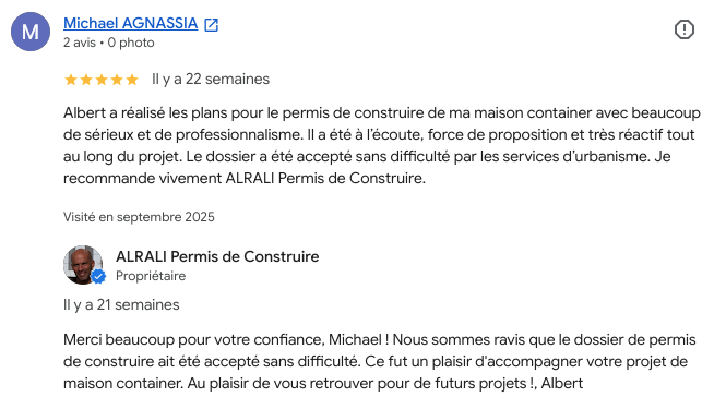 Permis de construire pour la pose d'un conteneur à usage d'habitation et création assainissement (fosse septique)